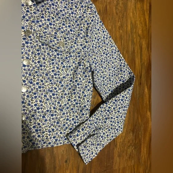 Zara Kid’s Denim Jacket Flowers Floral Print Size 8 - Picture 6 of 9